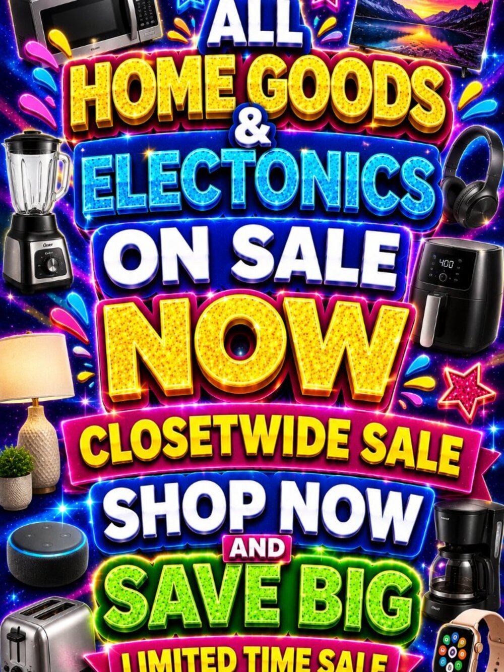 HOME GOODS AND ELECTRONICS NOW ON SALE
